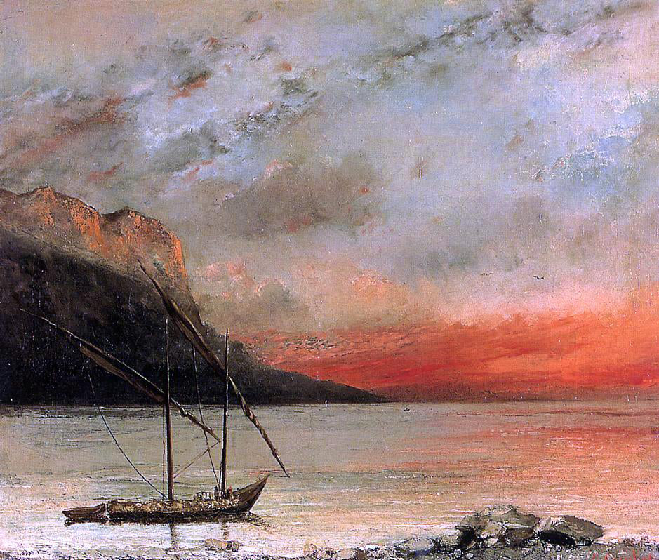 Gustave Courbet Sunset on Lake Leman - Hand Painted Oil Painting