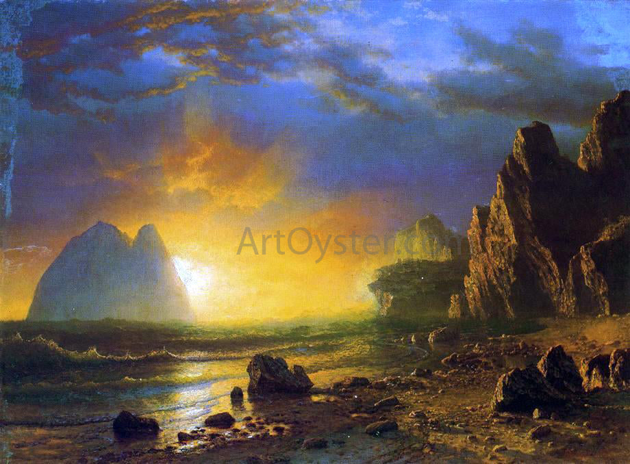 Albert Bierstadt A Sunset on the Coast - Hand Painted Oil Painting