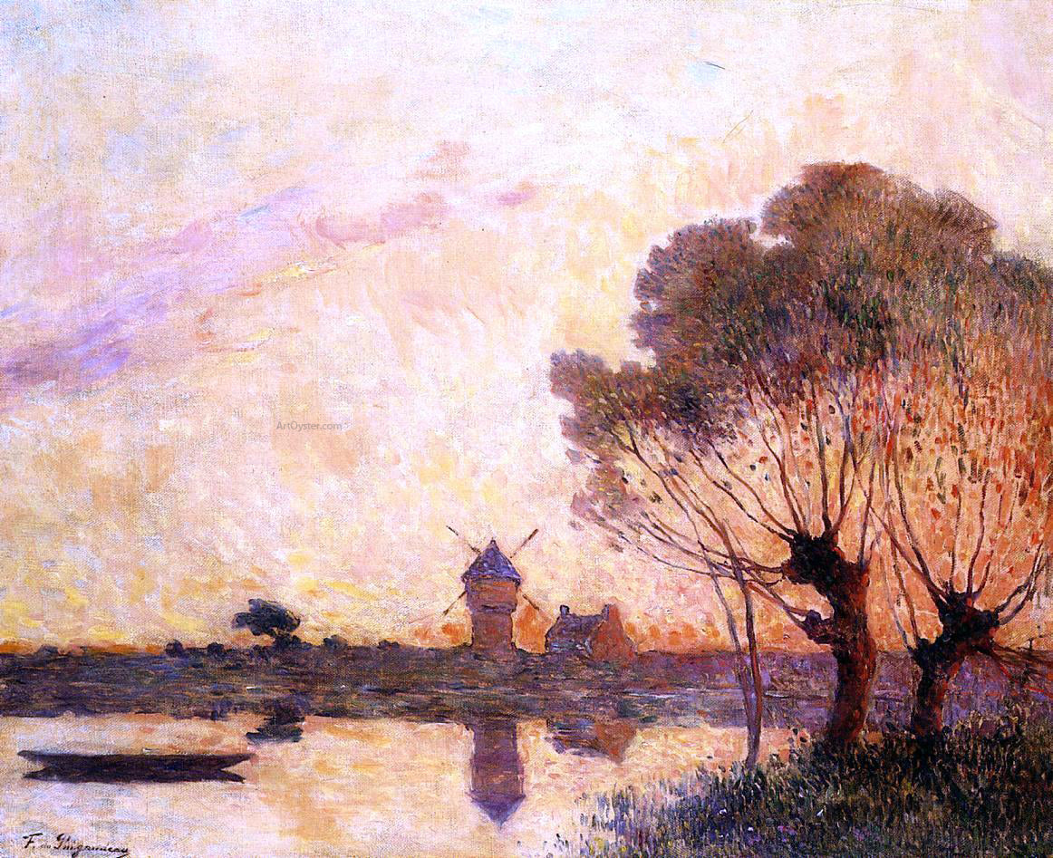 Ferdinand Du Puigaudeau Sunset over La Briere - Hand Painted Oil Painting
