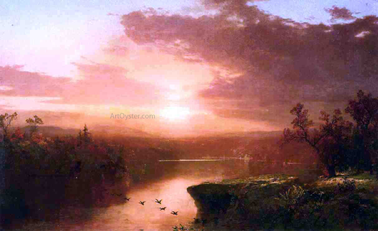 John Frederick Kensett Sunset over Lake George - Hand Painted Oil Painting