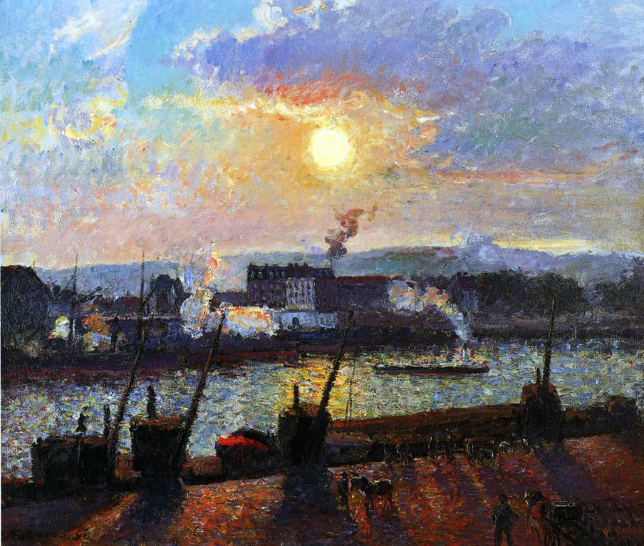 Camille Pissarro Sunset, Rouen - Hand Painted Oil Painting