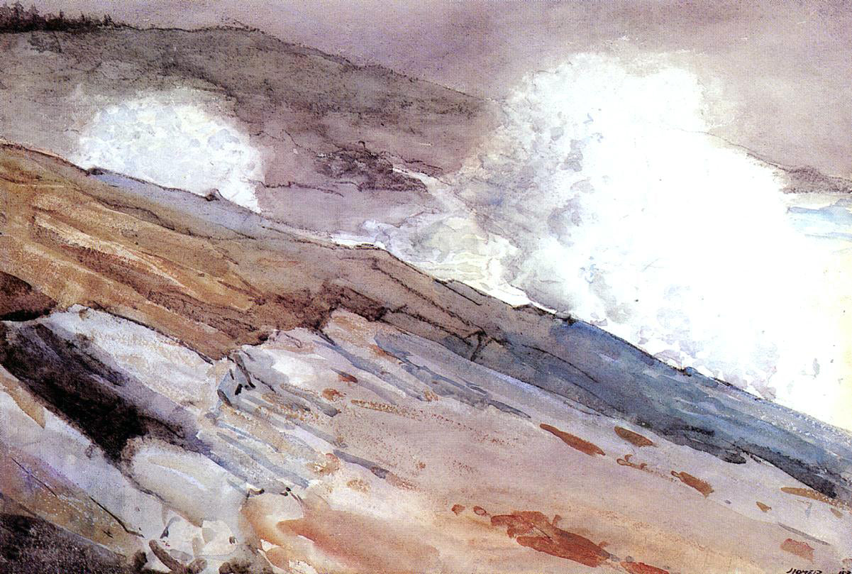 Winslow Homer Surf on Cliffs - Hand Painted Oil Painting