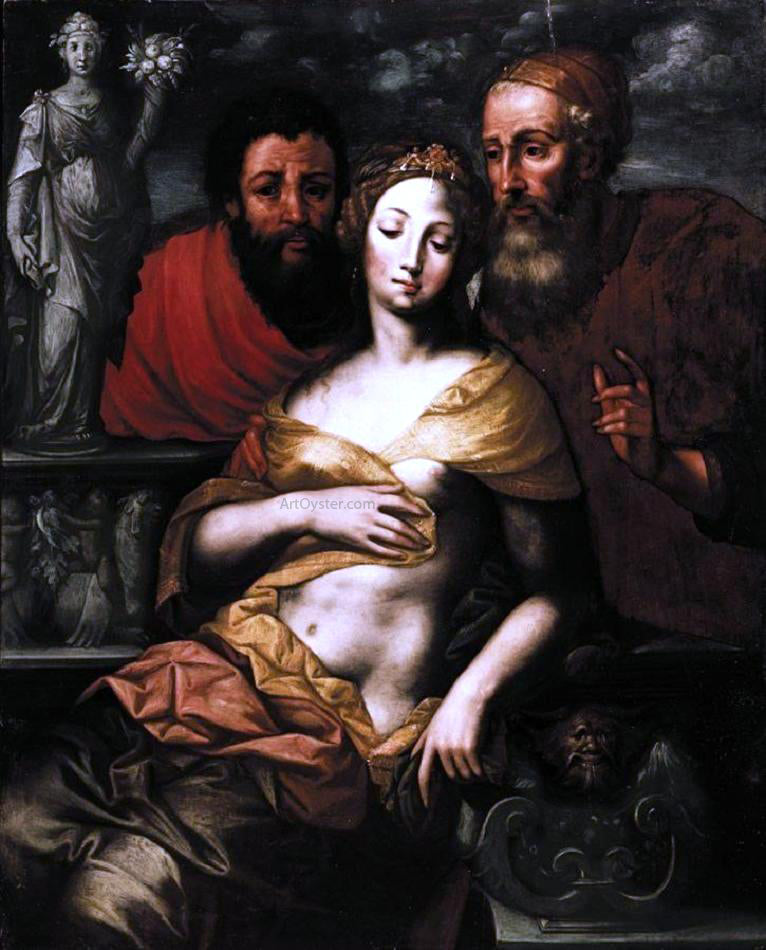 Vincent Sellaer Susanna and Elders - Hand Painted Oil Painting