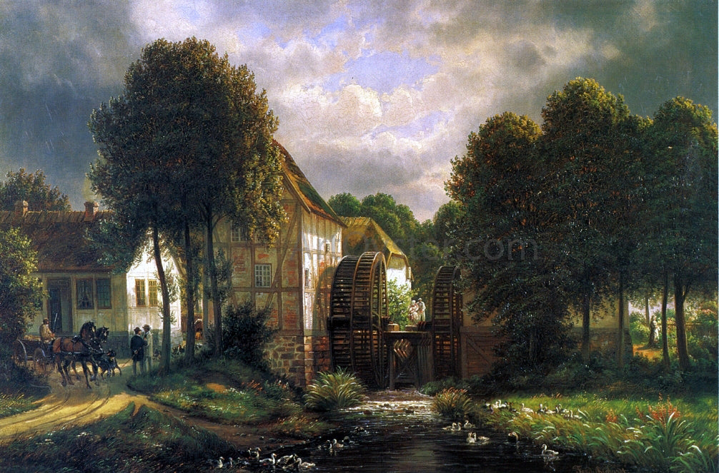 Ferdinand Richardt Swedish Mill - Hand Painted Oil Painting