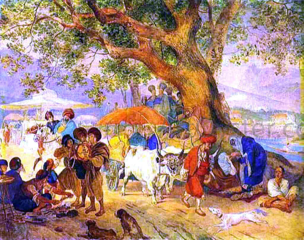 Karl Pavlovich Brulloff Sweet Waters Near Constantinople - Hand Painted Oil Painting