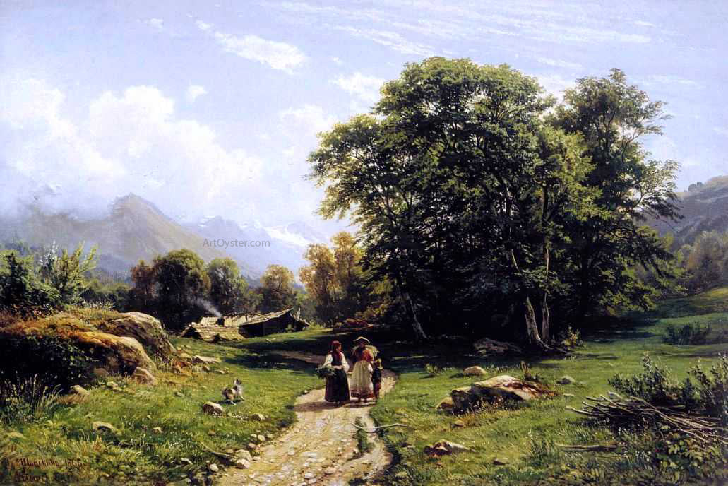Ivan Ivanovich Shishkin Swiss Landscape - Hand Painted Oil Painting