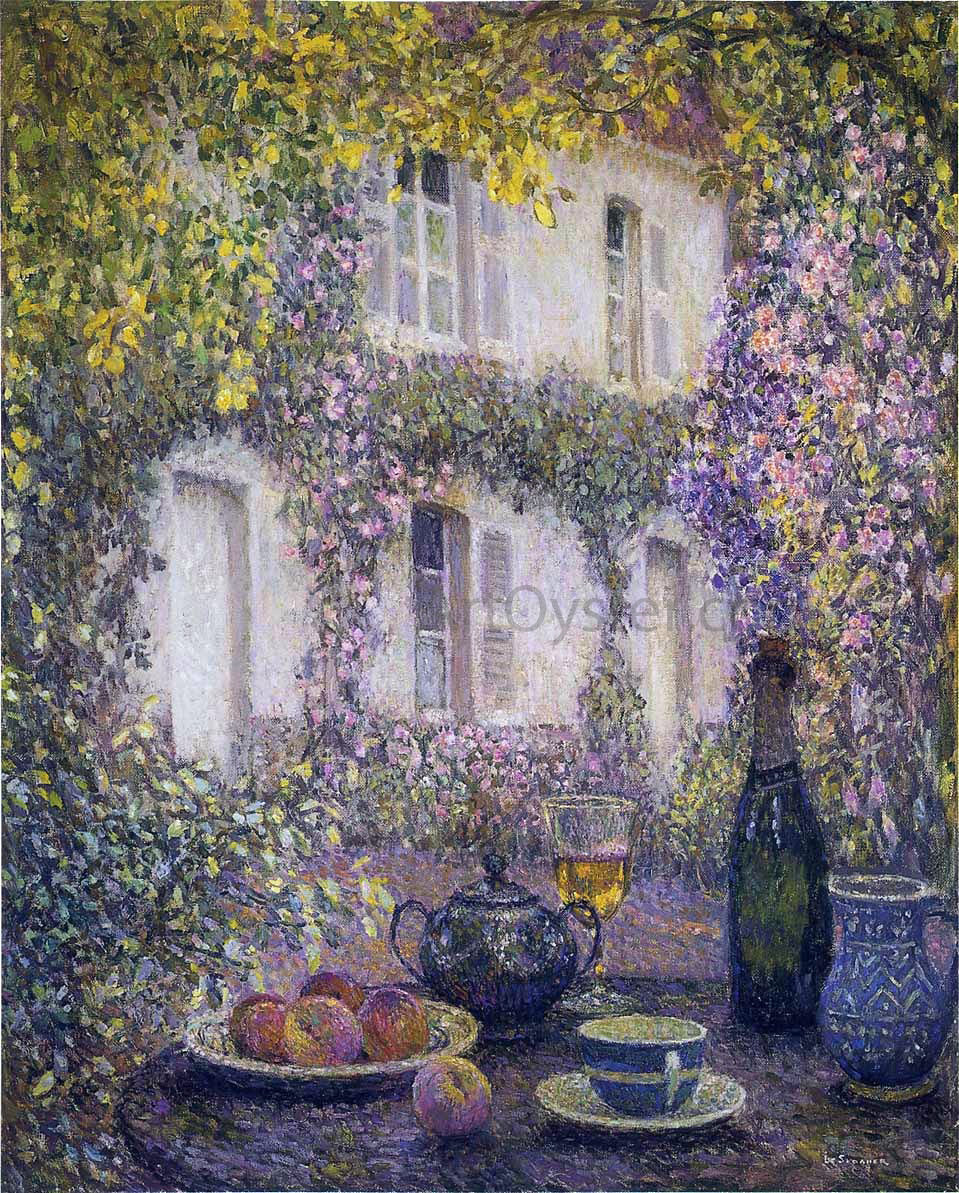Henri Le Sidaner Table at the Mansion with Flowers - Hand Painted Oil Painting