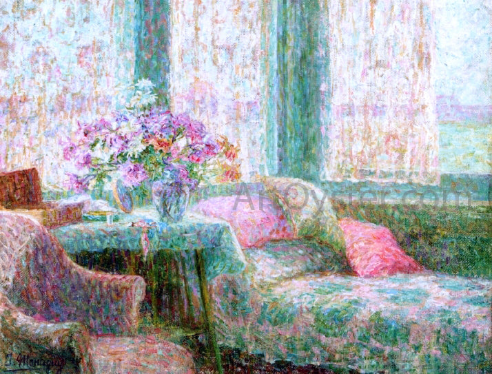 Jenny Montigny Table with Flowers - Hand Painted Oil Painting