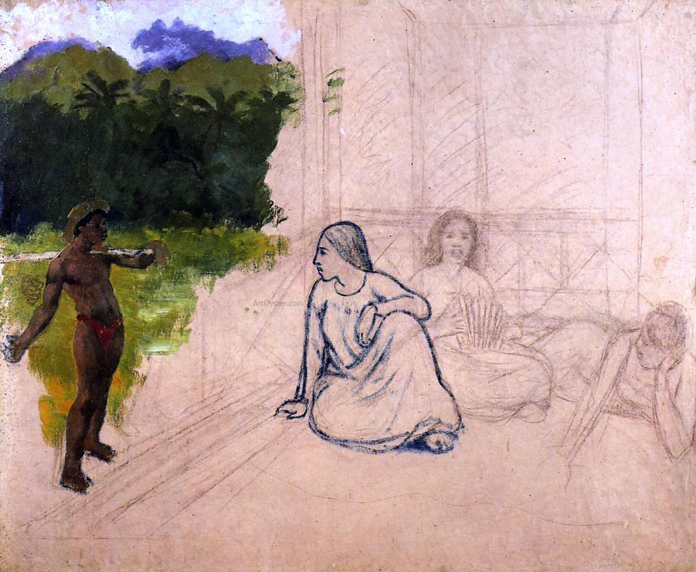 Paul Gauguin Tahitians at Rest (unfinished) - Hand Painted Oil Painting