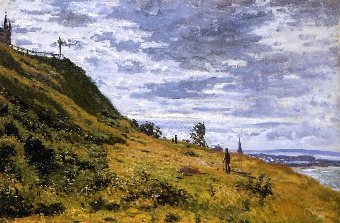 Claude Oscar Monet Taking a Walk on the Cliffs of Sainte-Adresse - Hand Painted Oil Painting