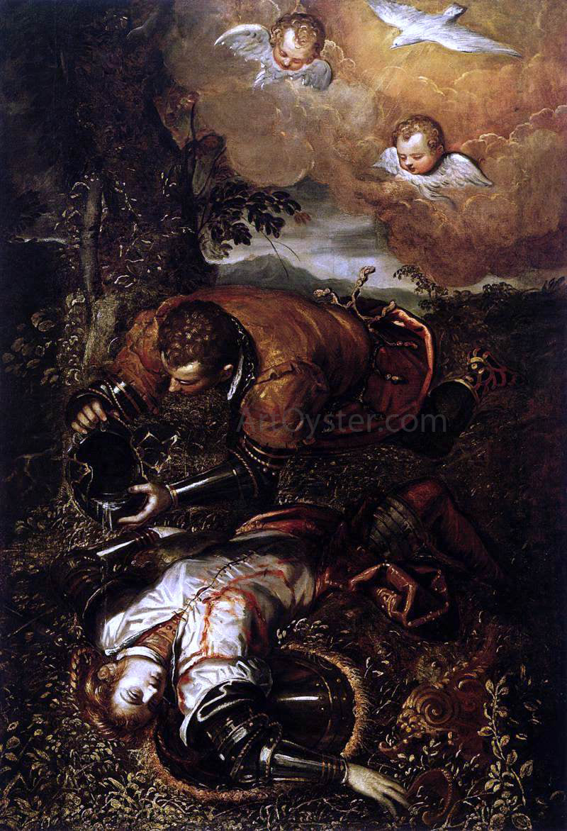 Domenico Robusti Tancred Baptizing Clorinda - Hand Painted Oil Painting