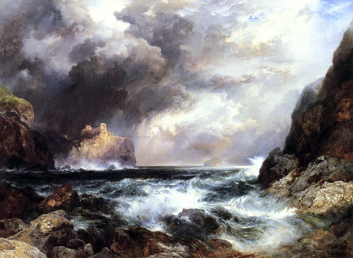 Thomas Moran Tantallon Castle, North Berwick, Scotland - Hand Painted Oil Painting