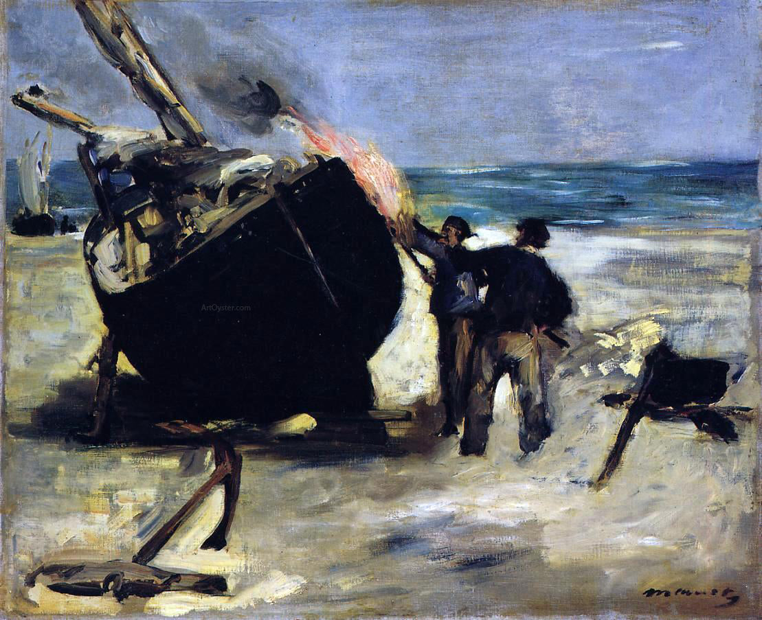 Edouard Manet Tarring the Boat - Hand Painted Oil Painting