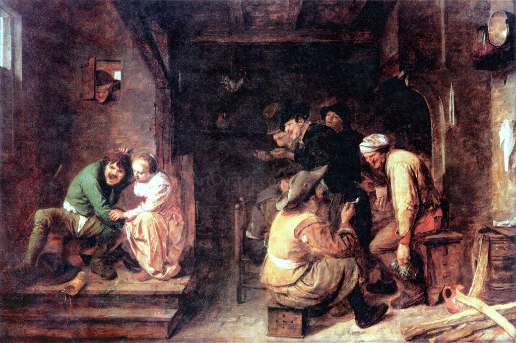 Adriaen Brouwer Tavern Scene - Hand Painted Oil Painting