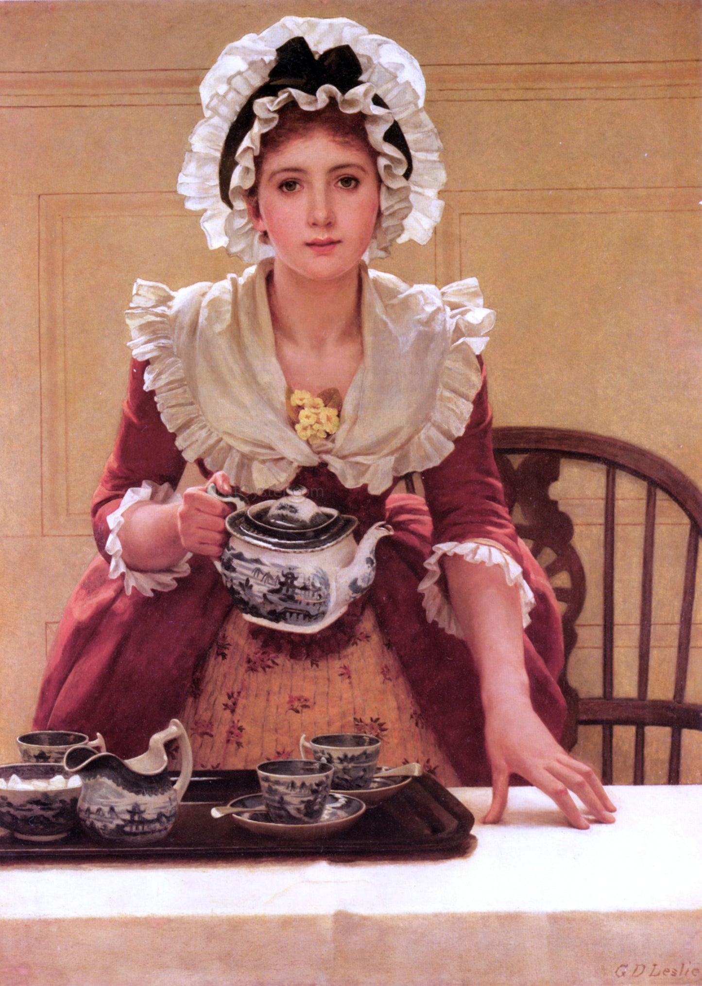 RA George Dunlop Leslie Tea - Hand Painted Oil Painting