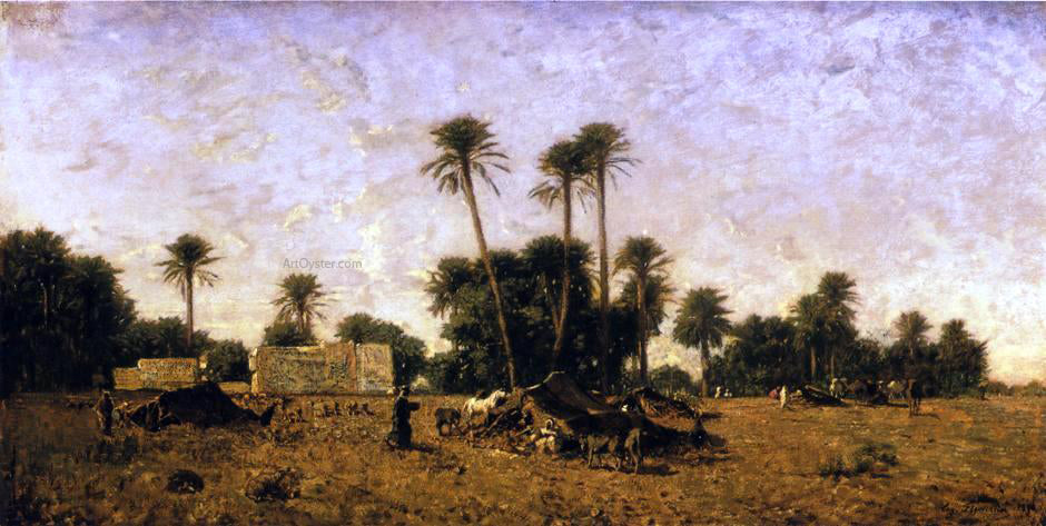 Eugene Fromentin Tents of the Smalah of Si-Hamed-Bel-Hadj, Sahara - Hand Painted Oil Painting