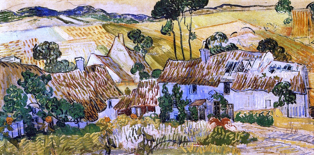 Vincent Van Gogh Thatched Houses against a Hill - Hand Painted Oil Painting