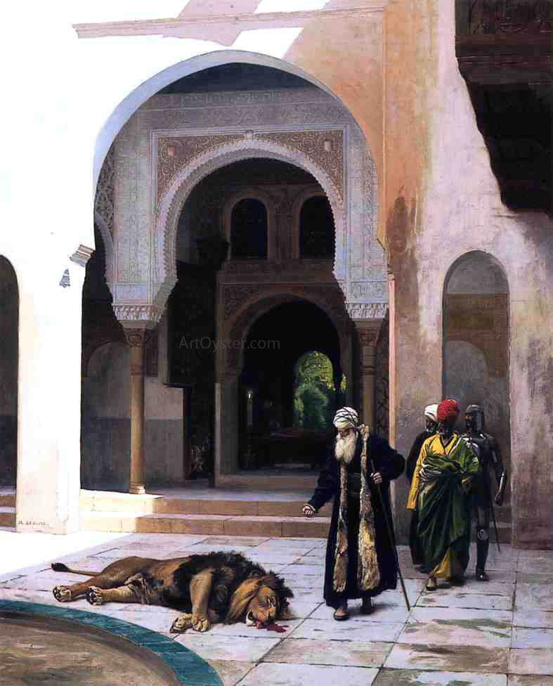Jean-Leon Gerome The Accursed Lion - Hand Painted Oil Painting