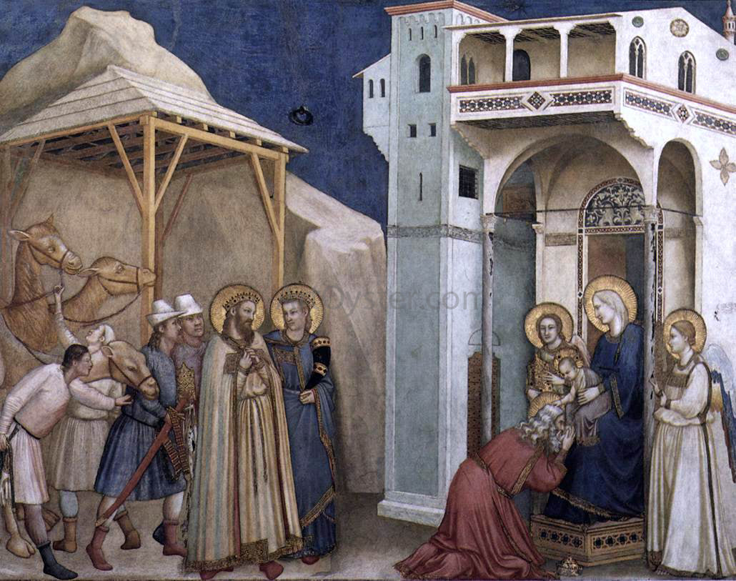Giotto Di Bondone The Adoration of the Magi (North transept, Lower Church, San Francesco, Assisi) - Hand Painted Oil Painting