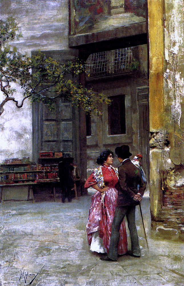 Vincenzo Migliaro The Afternoon Meeting - Hand Painted Oil Painting