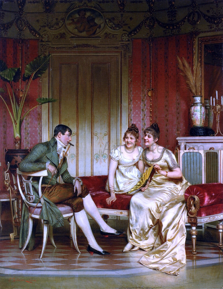 Charles Frederick Soulacroix The Afternoon Visitor - Hand Painted Oil Painting