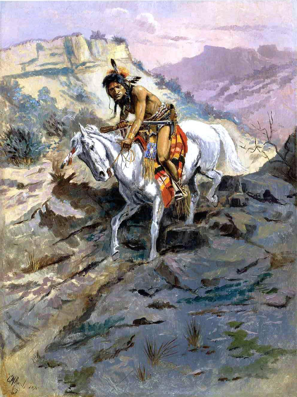  Charles Marion Russell An Alert - Hand Painted Oil Painting