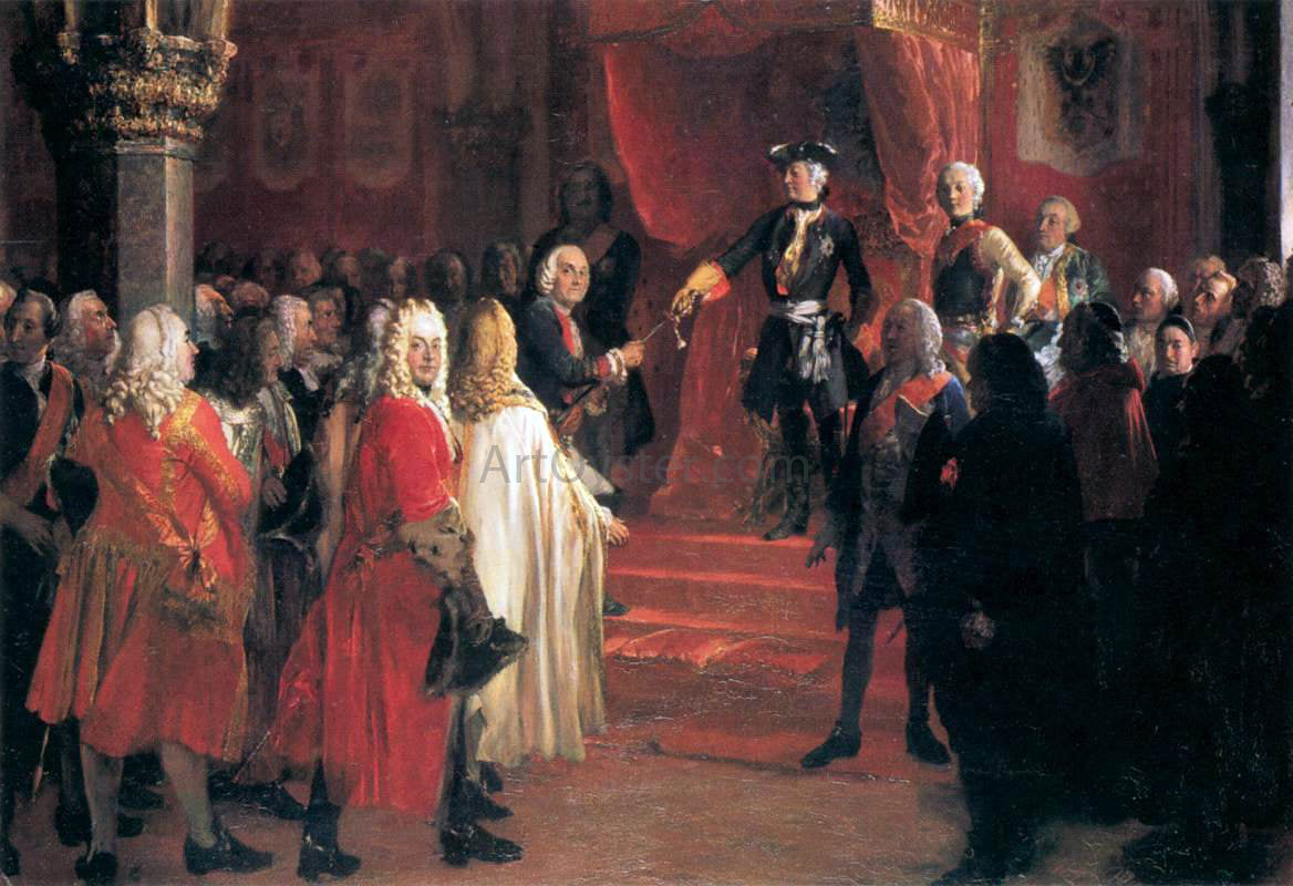 Adolph Von Menzel The Allegiance of the Silesian Diet before Frederick II in Breslau - Hand Painted Oil Painting
