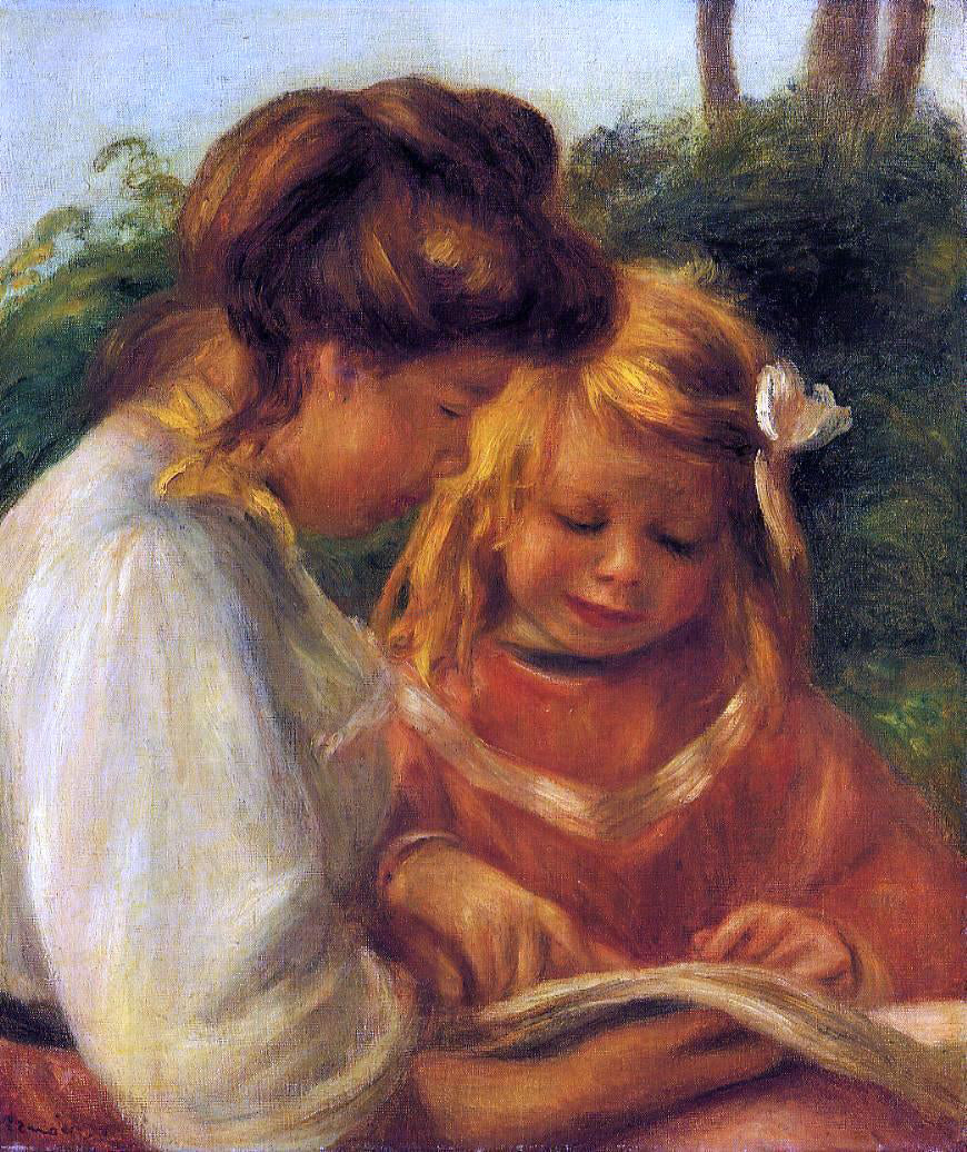 Pierre Auguste Renoir The Alphabet (also known as Jean and Gabrielle) - Hand Painted Oil Painting