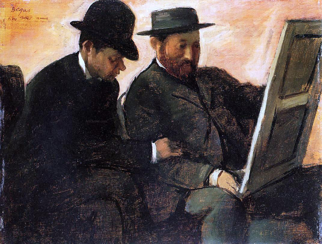 Edgar Degas The Amateurs (also known as Paul Lafond and Alhonse Cherfils Examening a Painting) - Hand Painted Oil Painting