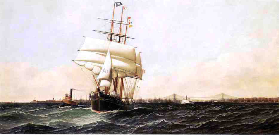 Antonio Jacobsen The "American" Leaving New York Harbor - Hand Painted Oil Painting