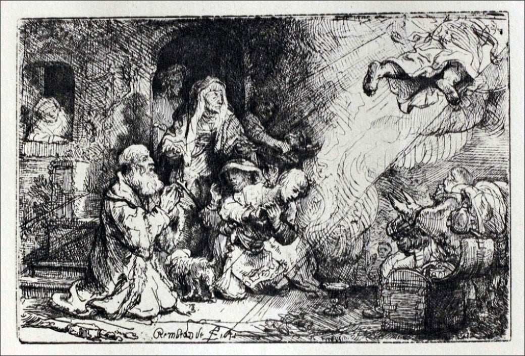 Rembrandt Van Rijn The Angel Asceding from Tobit and his Family - Hand Painted Oil Painting