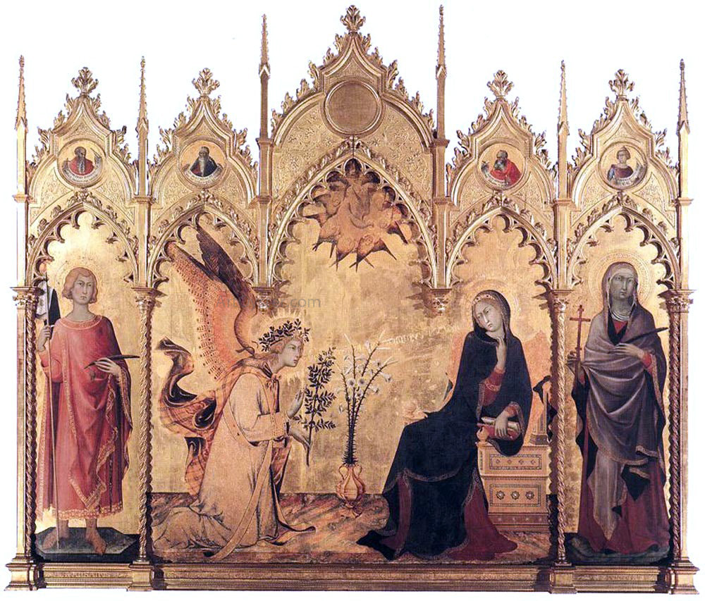Lippo Memmi The Annunciation and Two Saints - Hand Painted Oil Painting