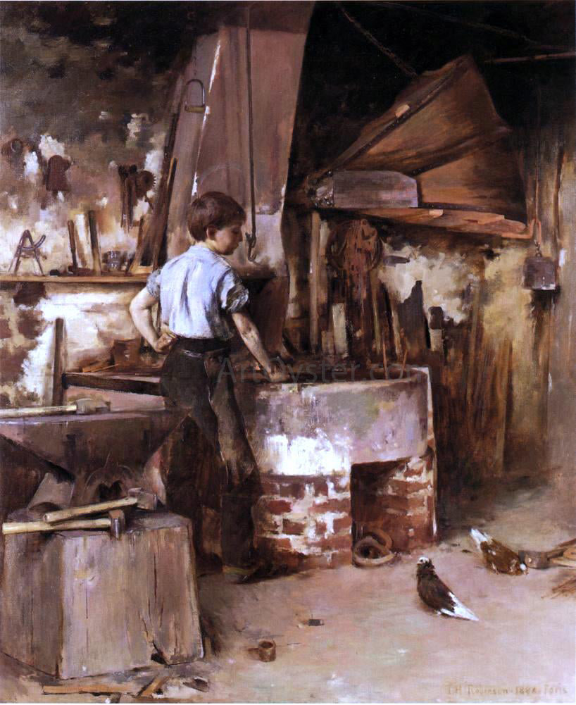 Theodore Robinson The Apprentice Blacksmith - Hand Painted Oil Painting