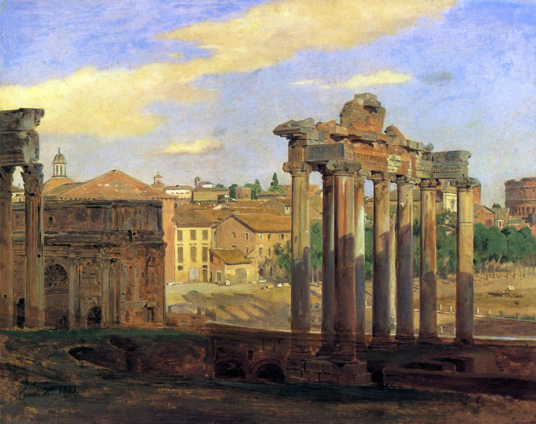 Constantin Hansen The Arch of Septumius Severus and the Temple of Concord - Hand Painted Oil Painting