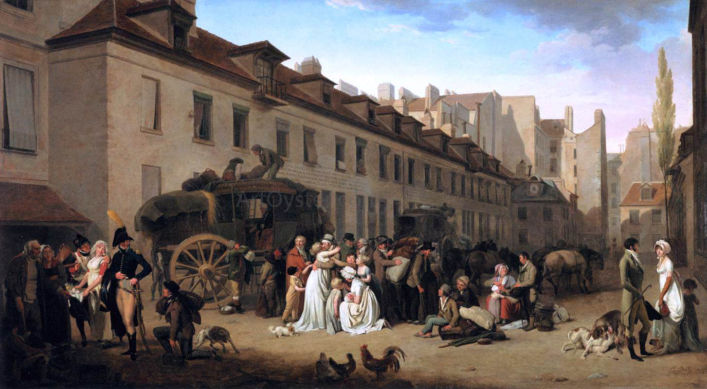  Louis Leopold Boilly The Arrival of a Stage-Coach in the Courtyard of the Messageries - Hand Painted Oil Painting
