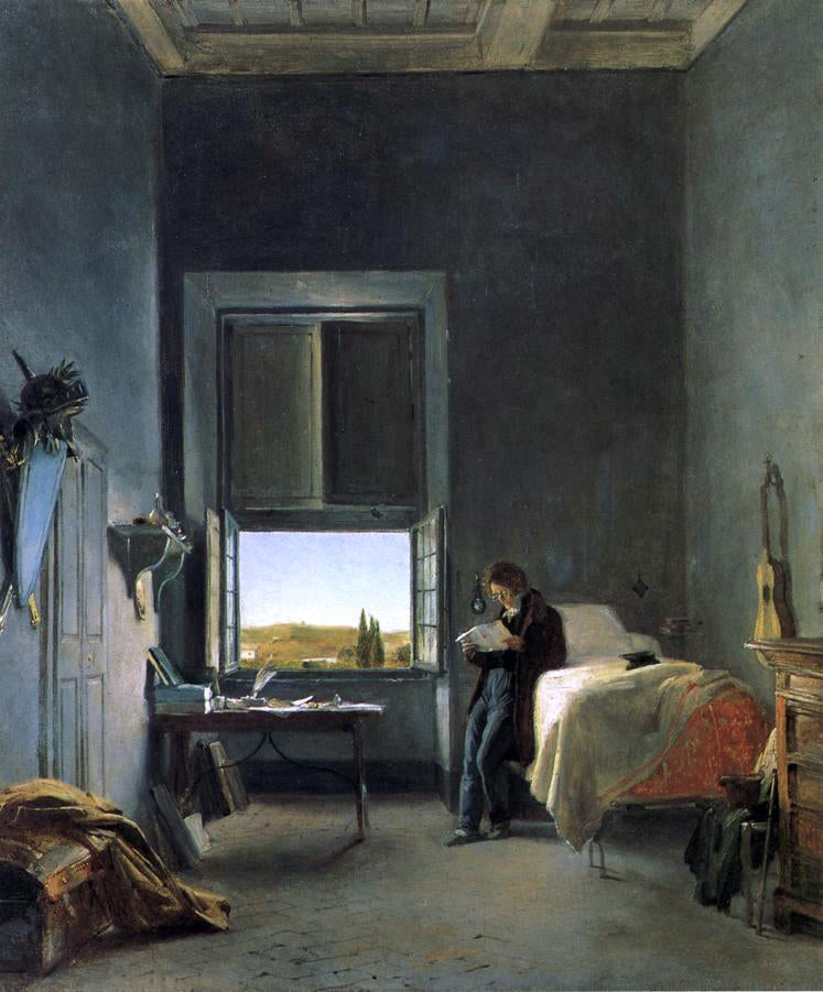  Leon Cogniet The Artist in His Room at the Villa Medici, Rome - Hand Painted Oil Painting