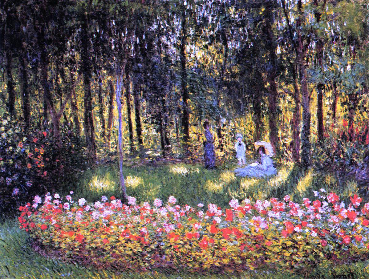Claude Oscar Monet The Artist's Family in the Garden - Hand Painted Oil Painting