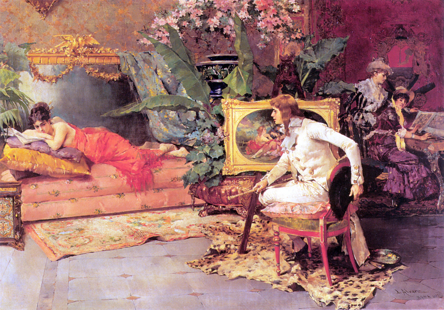 Luis Alvarez Catala The Artist's Model - Hand Painted Oil Painting