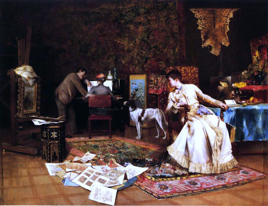 Armand Toussaint The Artist's Studio - Hand Painted Oil Painting