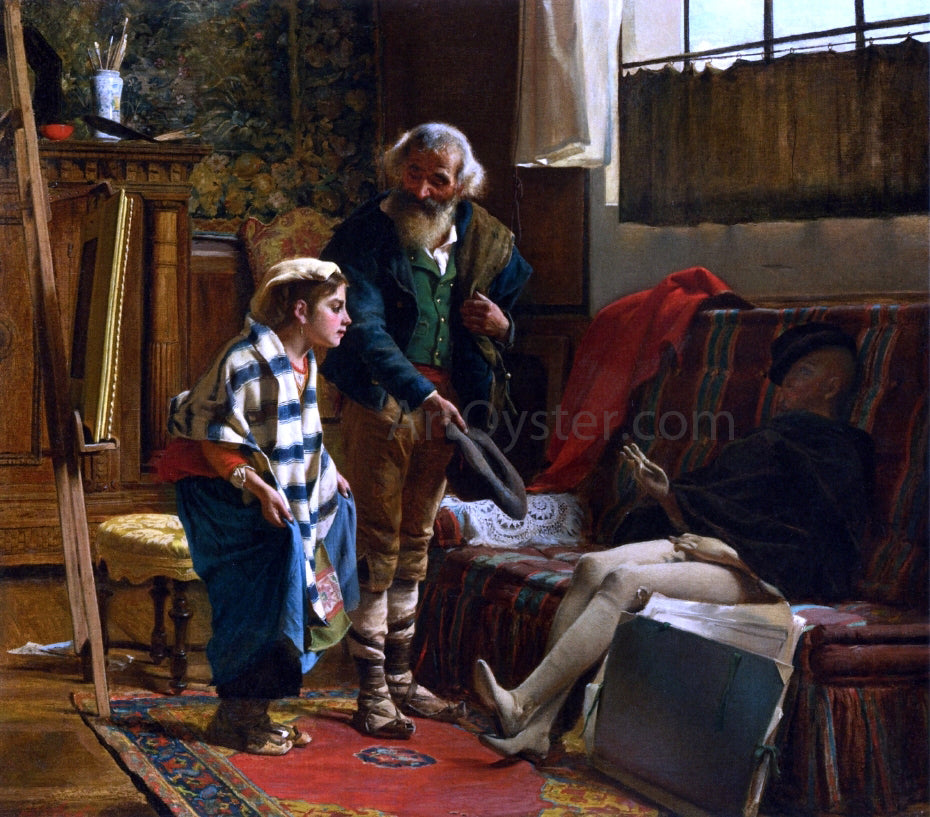 Luigi Bechi The Artist's Studio - Hand Painted Oil Painting