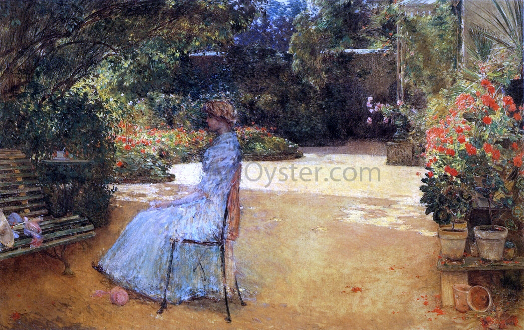  Frederick Childe Hassam The Artist's Wife in a Garden, Villiers-le-Bel - Hand Painted Oil Painting