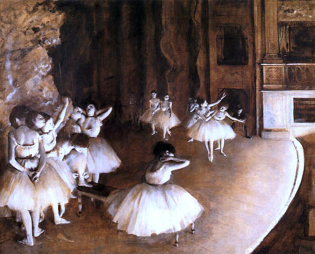 Edgar Degas The Ballet Rehearsal on Stage - Hand Painted Oil Painting