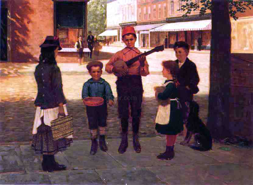 Samuel S Carr The Banjo Player - Hand Painted Oil Painting