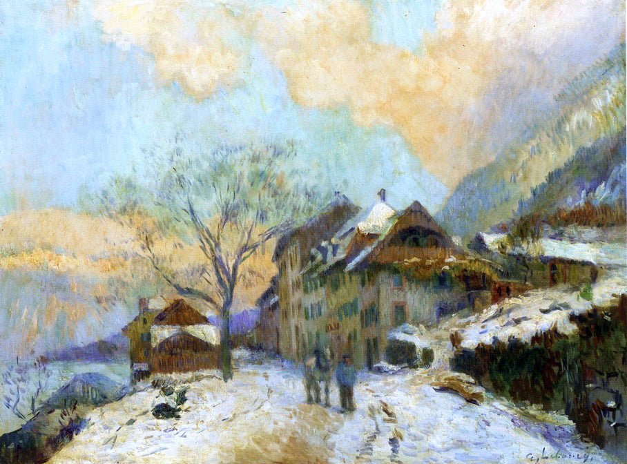 Albert Lebourg The Banks of Lake Geneva at Saint-Gingolph, in winter, with Snowy Weather - Hand Painted Oil Painting