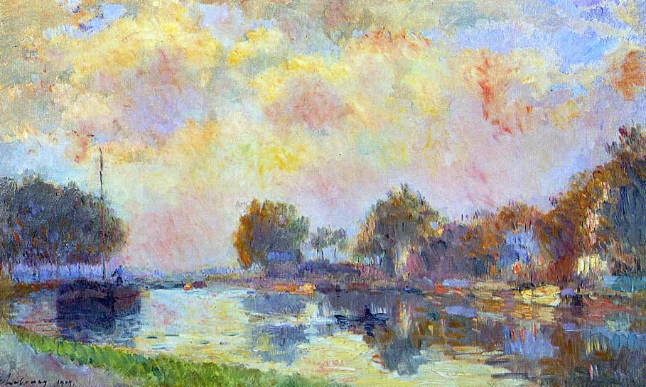 Albert Lebourg The Banks of the Canal at Charenton, Sunny Autumn Afternoon - Hand Painted Oil Painting