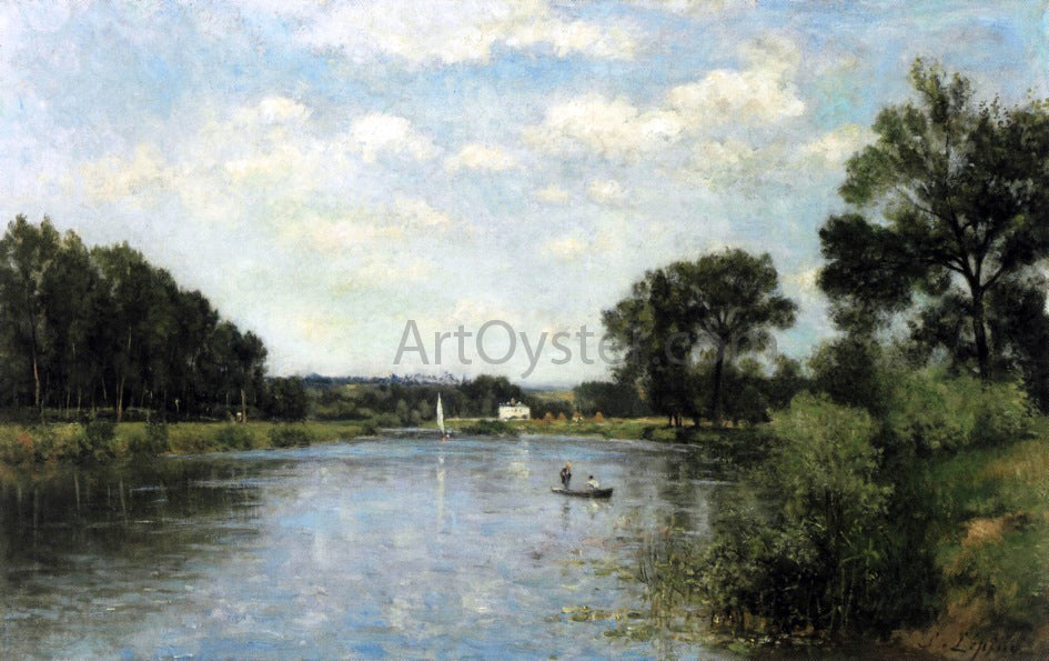 Stanislas Lepine The Banks of the Marne - Hand Painted Oil Painting