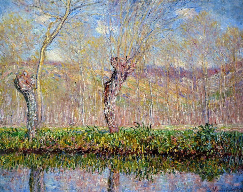 Claude Oscar Monet The Banks of the River Epte in Springtime - Hand Painted Oil Painting
