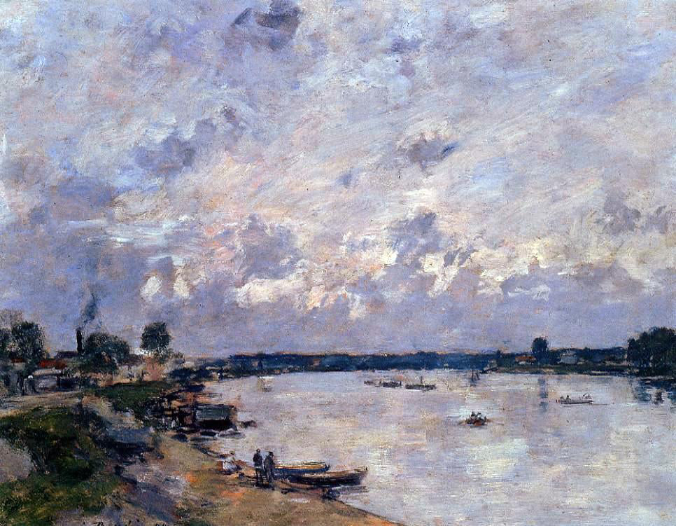 Eugene-Louis Boudin The Banks of the Seine at Caudebec en Caux - Hand Painted Oil Painting