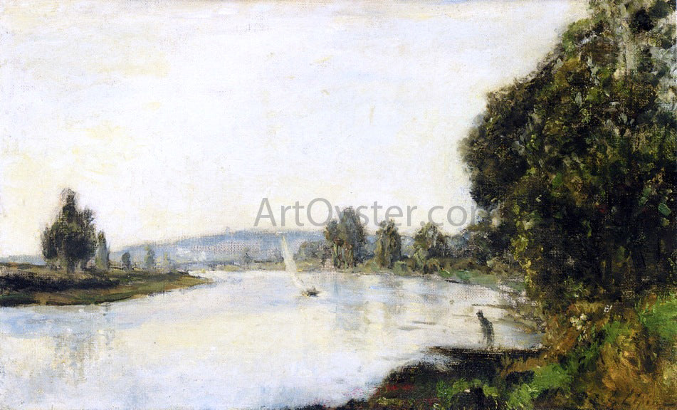 Stanislas Lepine The Banks of the Seine Downstream from Paris - Hand Painted Oil Painting