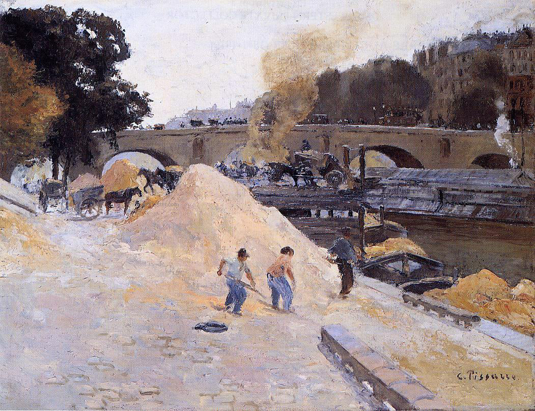 Camille Pissarro The Banks of the Seine in Paris, Pont Marie, Quai d'Anjou - Hand Painted Oil Painting